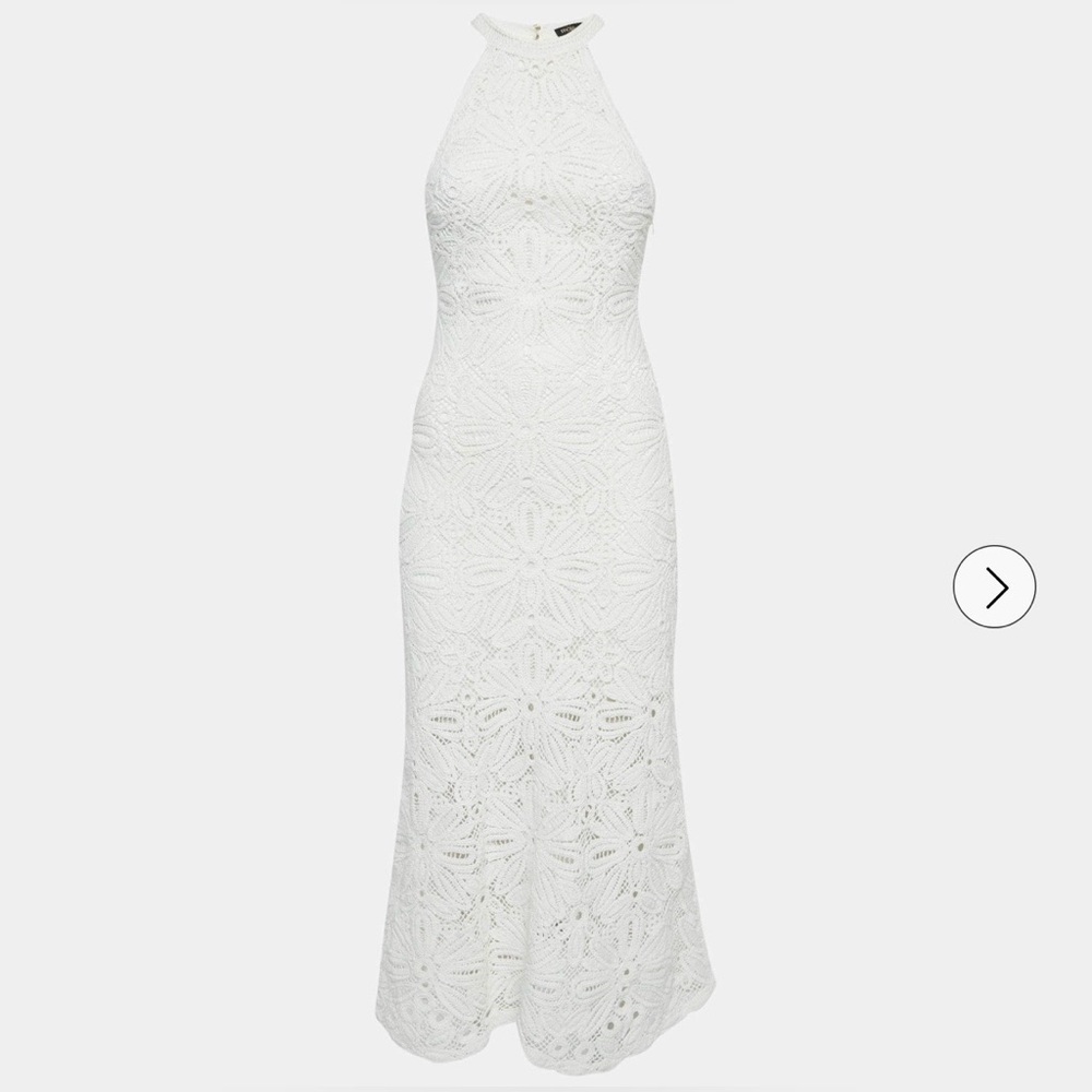 Maje White knit midi dress Lace Halter-Style Maxi Dress - Picture 3 of 11